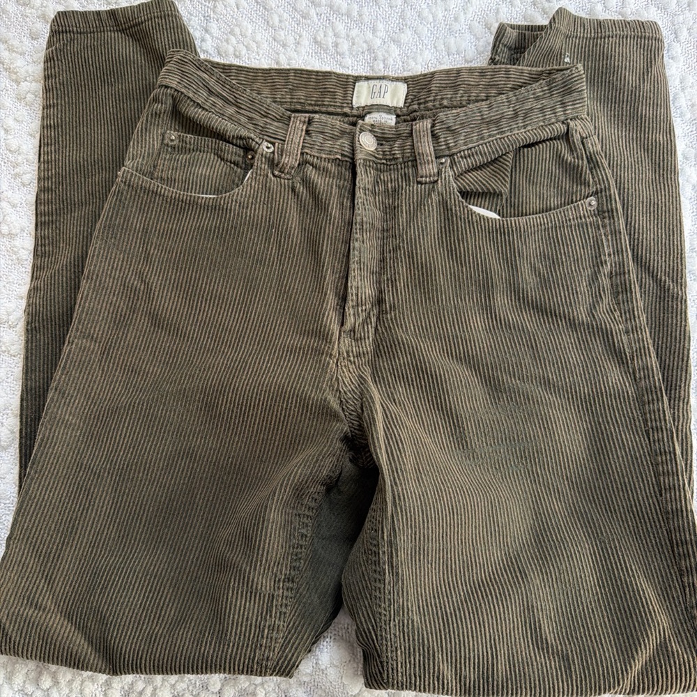 GAP Women's Straight Leg Corduroy Jeans - Olive Green
